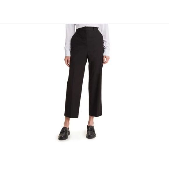 THEORY $345 High Waist Straight Cotton Ankle Pants - Picture 1 of 5